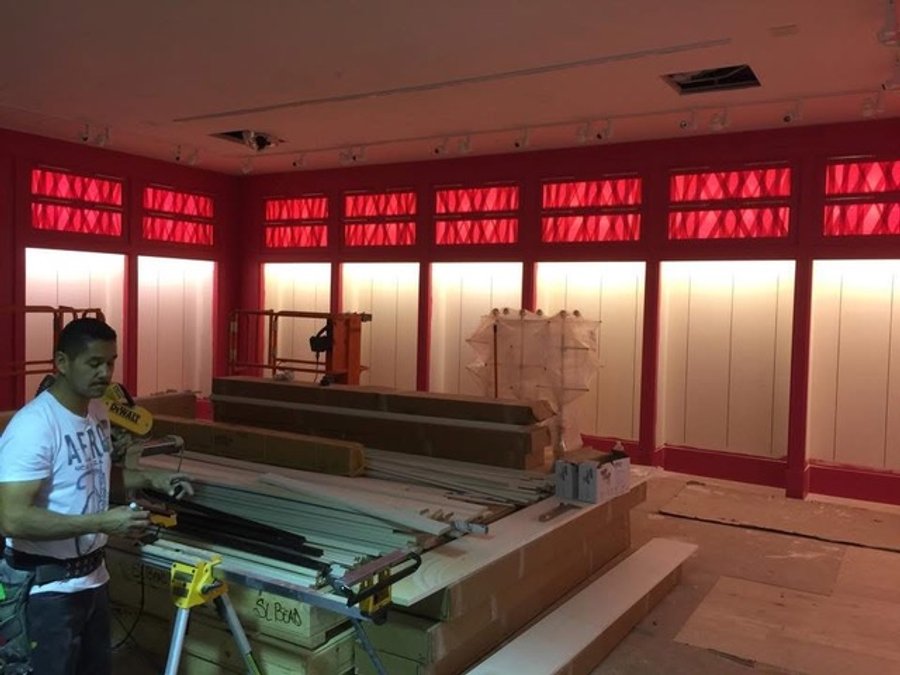 Victoria's Secret backlit display panels with custom trim work